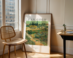 Mockup av Van Gogh Garden With Flowers affisch på vägg – köp enkelt hos Bozetto i hög kvalitet