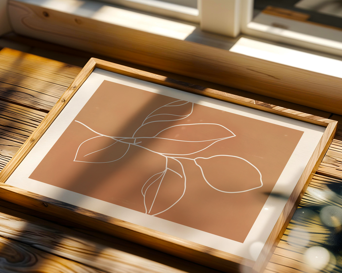 Simple Pear poster visualiserad på vägg – se rätt storlek med mockup från Bozetto