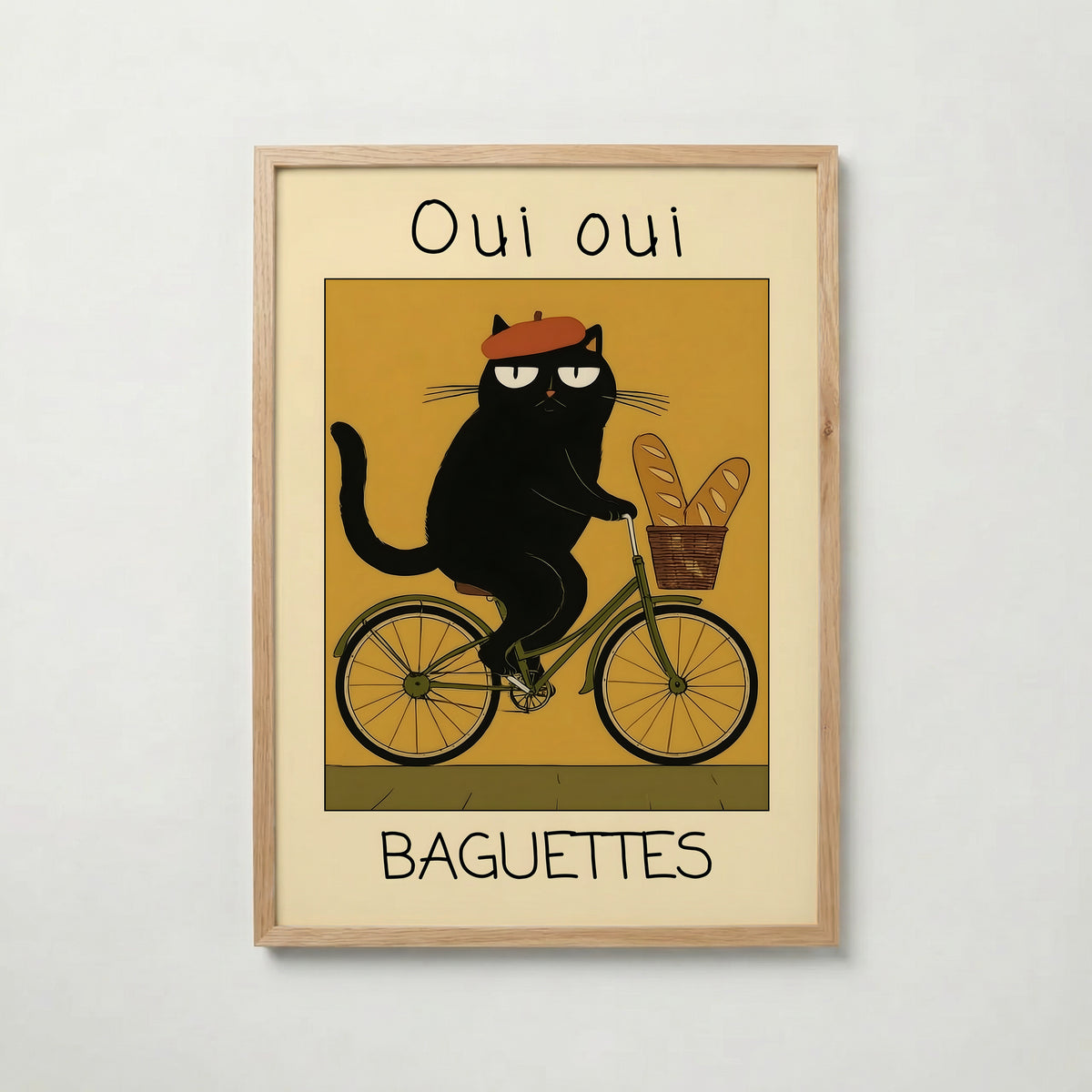 French Baguette Cat – affisch med snyggt motiv, köp enkelt hos Bozetto i flera storlekar