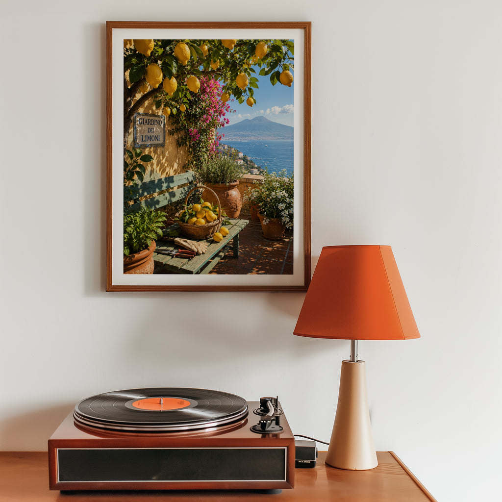 Marco Ricci Giardino dei Limoni Poster – solig citrusträdgård längs Sorrentokysten i södra Italien