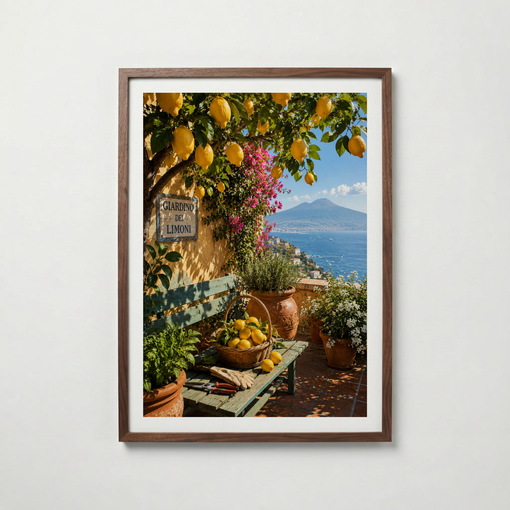 Marco Ricci Giardino dei Limoni Poster – solig citrusträdgård längs Sorrentokysten i södra Italien