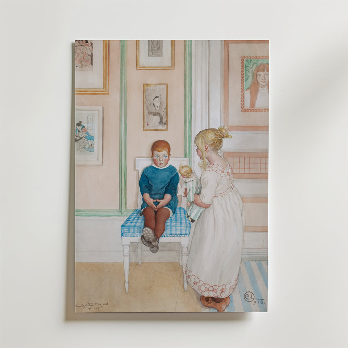 Carl Larsson Gunlög Säj, ä du – stilfullt konsttryck från Bozetto, tryckt på matt finpapper