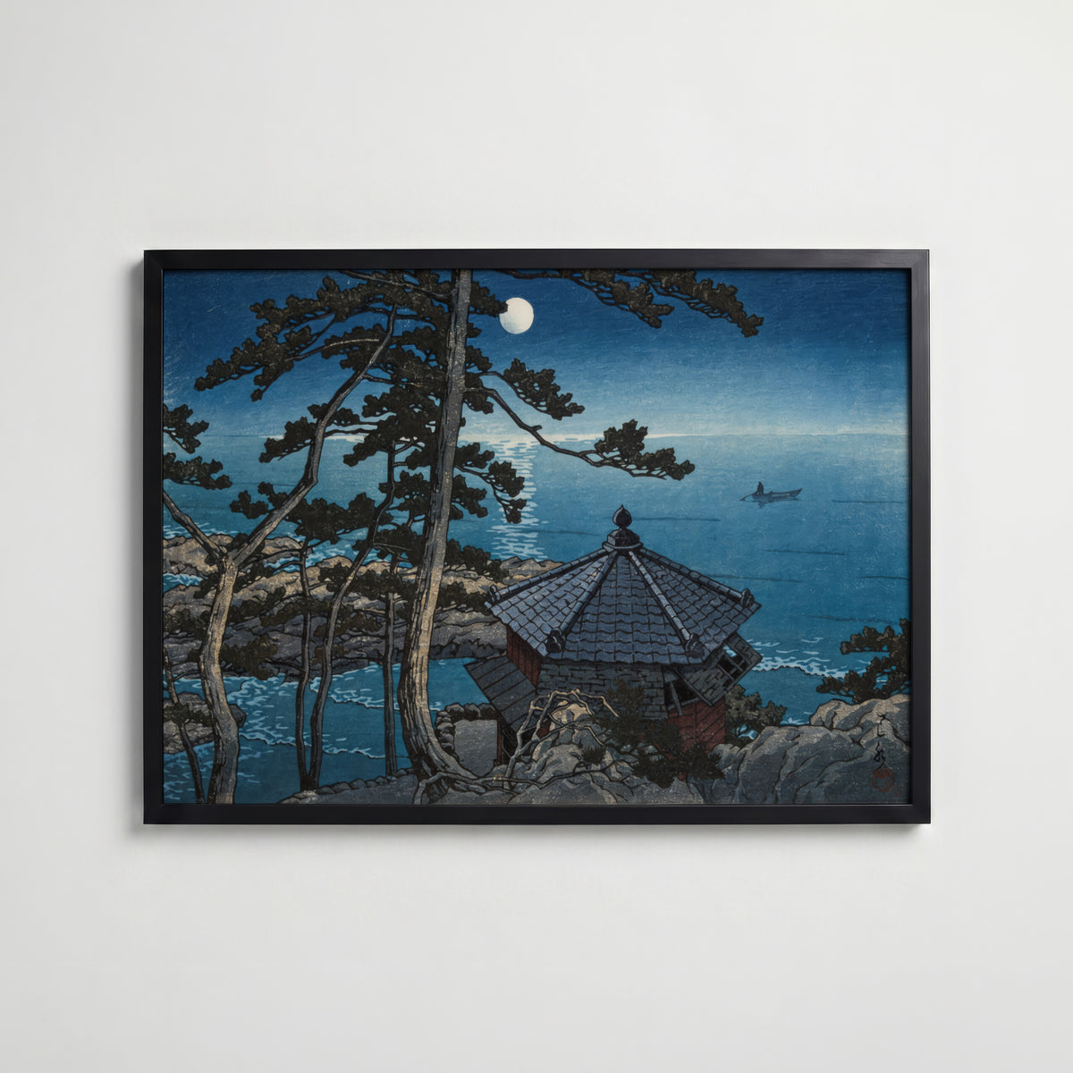 Moon at Goura Hasui Kawase poster visad rakt fram – Bozetto affisch i hög tryckkvalitet