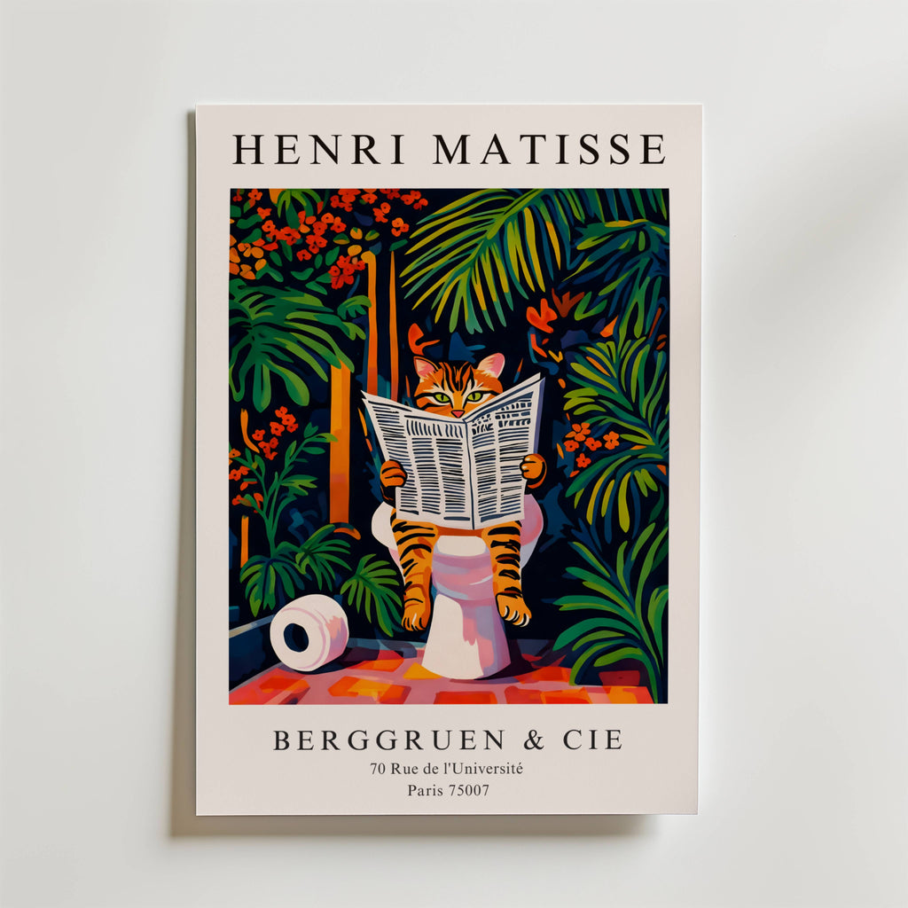 Henri Matisse Jungle Reader Cat affisch på neutral bakgrund – poster från Bozetto