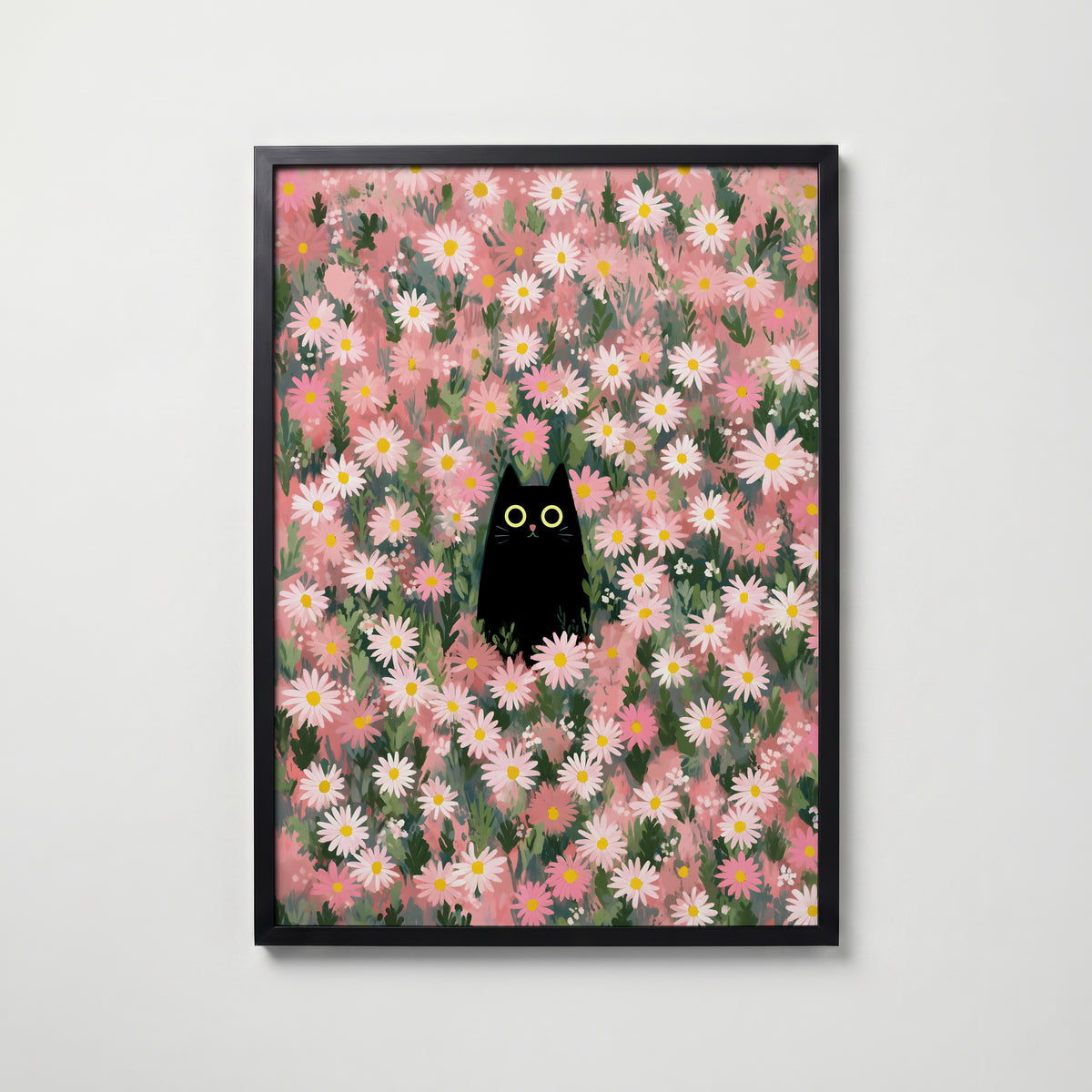 Hidden Cat in Daisy Meadow poster visad rakt fram – Bozetto affisch i hög tryckkvalitet