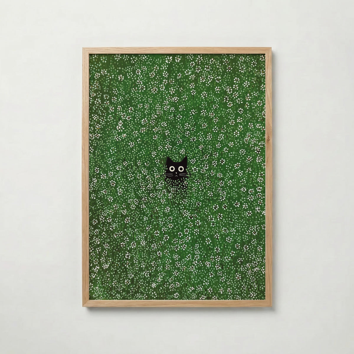 Hidden Meadow Cat poster visad rakt fram – Bozetto affisch i hög tryckkvalitet i hög tryckkvalitet