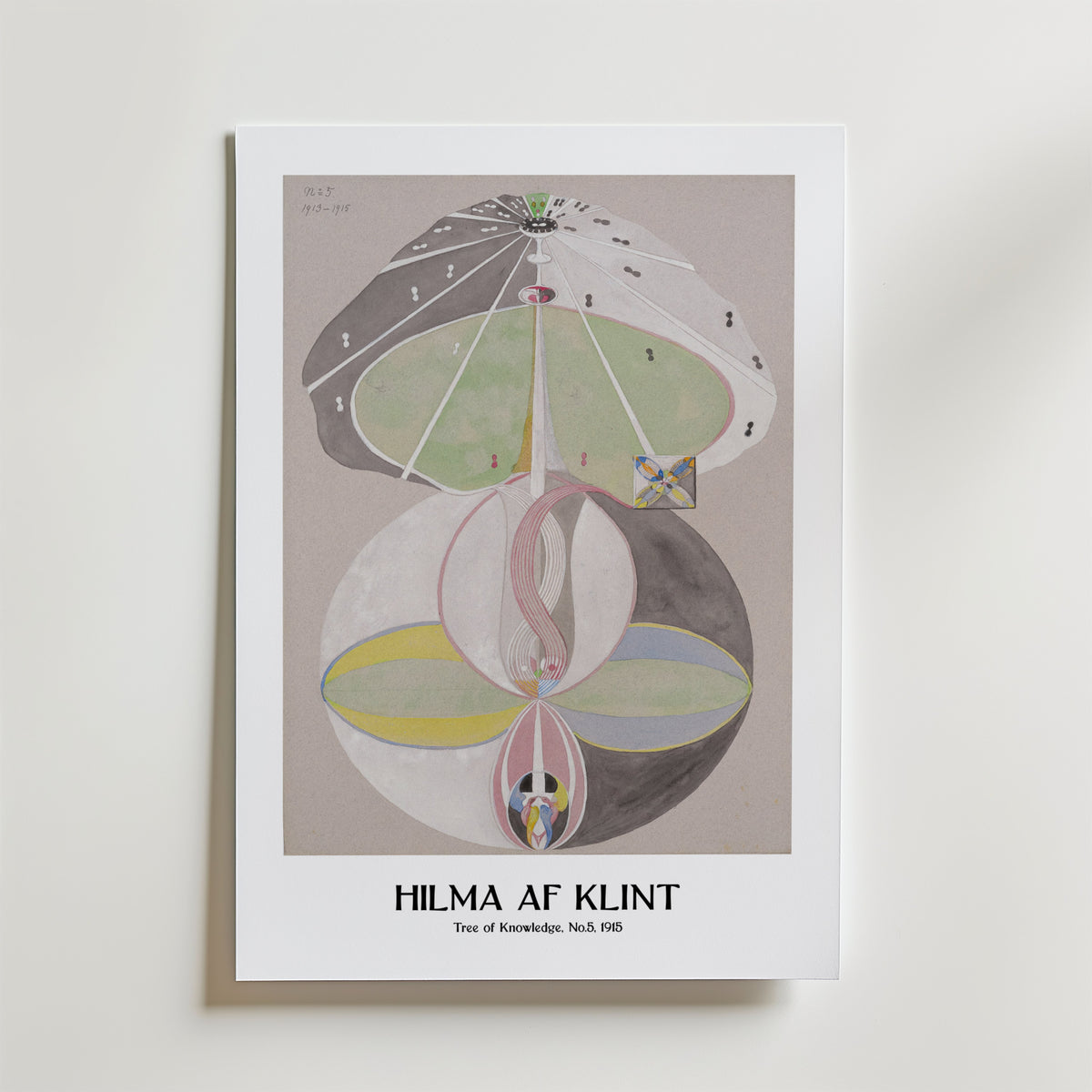 Mockup av Hilma af Klint Tree of affisch på vägg – köp enkelt hos Bozetto i hög kvalitet