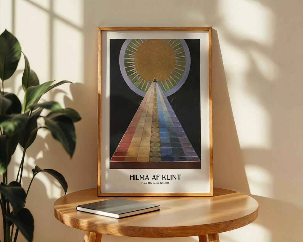 Väggmockup av Hilma af Klint The Altarpiece affisch på ljus vägg – Bozetto konsttryck
