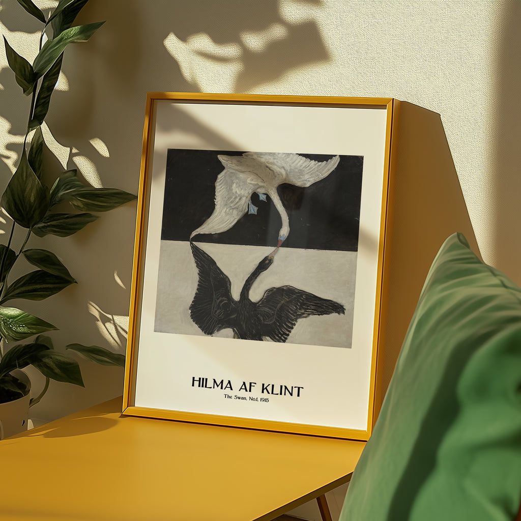 Hilma af Klint The Swan No.1 i väggmockup – konsttryck från Bozetto i hög kvalitet