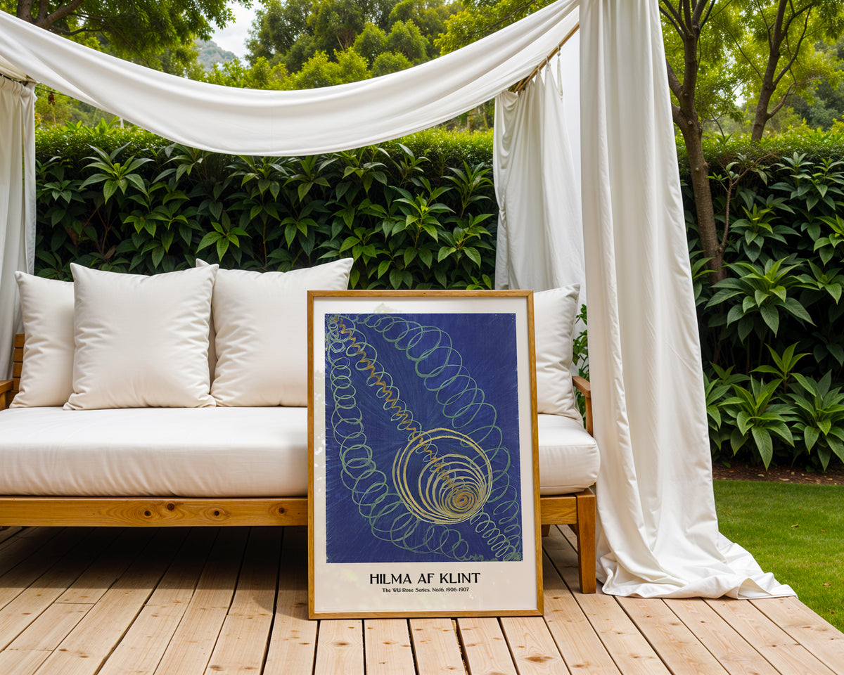 Väggmockup med Hilma af Klint The WU Rose – köp enkelt hos Bozetto affisch i hög kvalitet