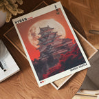 Himeji Castle poster visad rakt fram – Bozetto affisch i hög tryckkvalitet i hög tryckkvalitet