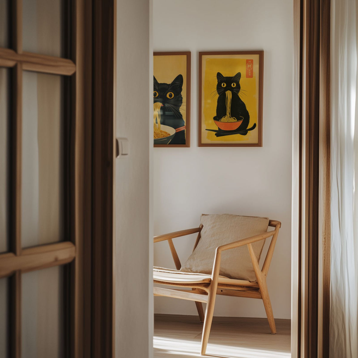 Bundle 2-pack Japandi Cat Delight – kuraterad postercollection som lyfter hemmet hos Bozetto