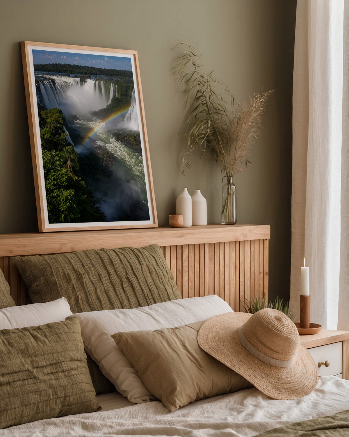 Plakat z tęczą nad wodospadami Iguazu