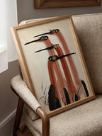 Ink Cranes Terracotta Poster i rum