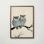 Ink Owls Poster i valnötsram
