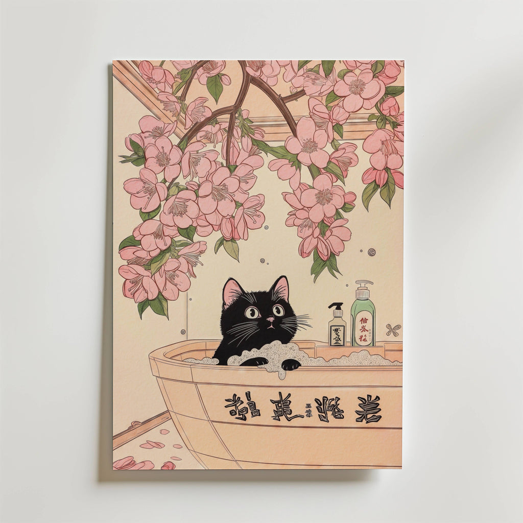 Väggmockup av Zen Bath Time affisch på ljus tegelvägg – Bozetto konsttryck i hög tryckkvalitet