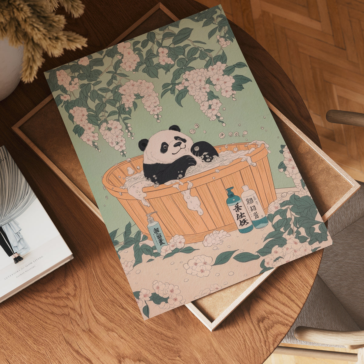 Mockup för Zen Bath Panda – se hur affischen ser ut inramad på din vägg, Bozetto