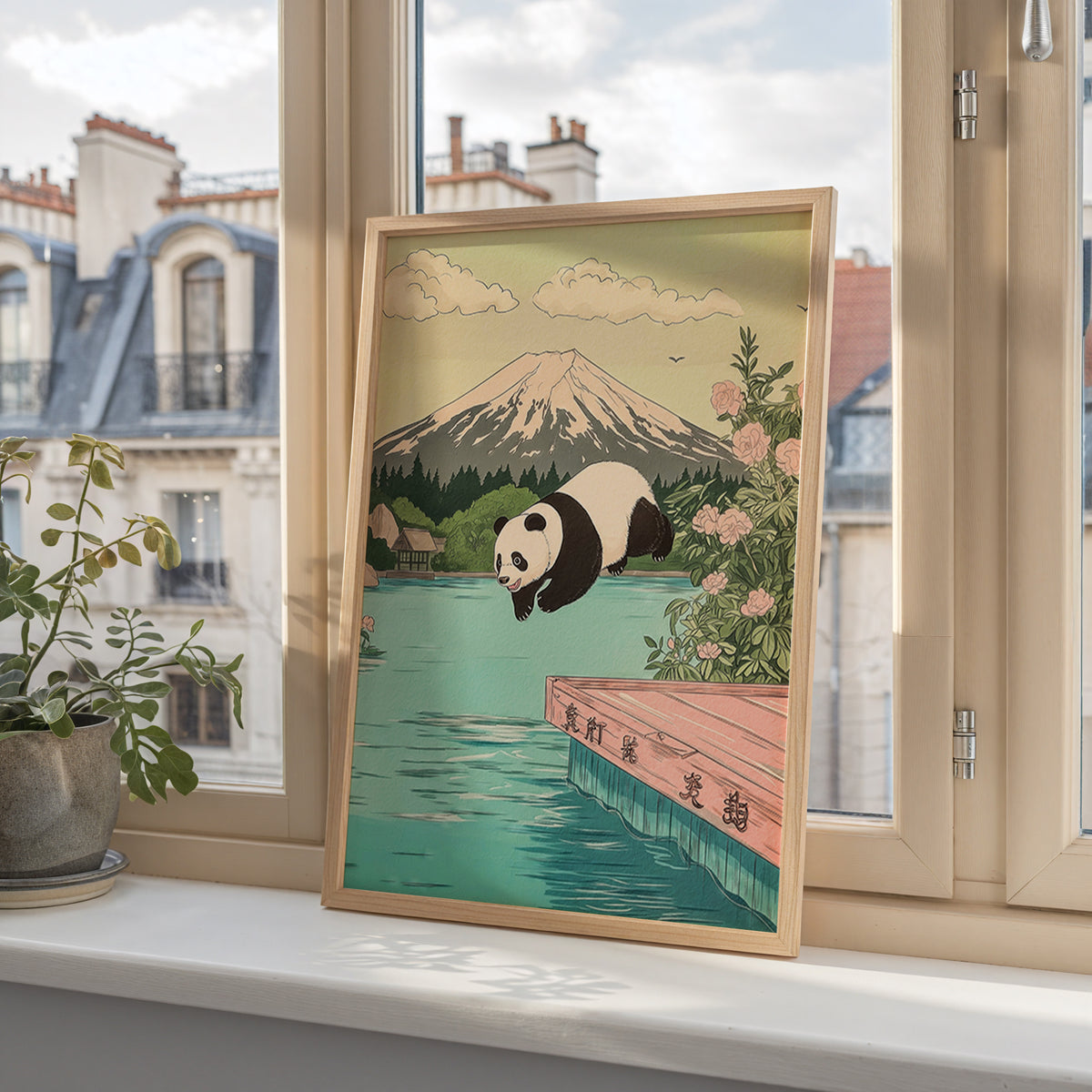 Mockup för Diving Panda – se hur affischen ser ut inramad på din vägg, Bozetto i hög tryckkvalitet