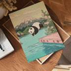 Diving Panda i väggmockup – konsttryck presenterat i verklig miljö av Bozetto i hög tryckkvalitet