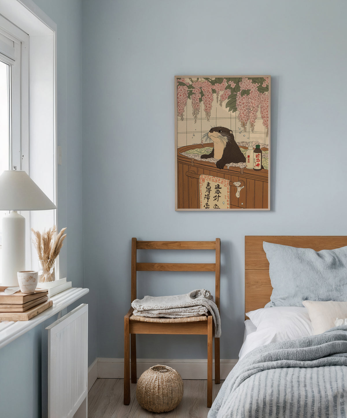 Zen Otter poster visualiserad på vägg – se rätt storlek med mockup från Bozetto i hög tryckkvalitet