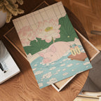 Väggmockup av Pig In Lotus Bath affisch på ljus vägg – Bozetto konsttryck – nr 4