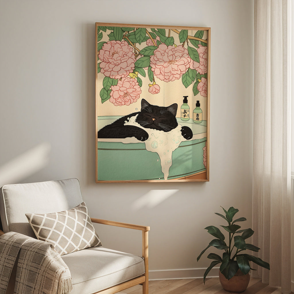 Väggmockup med Midnight Relaxation – köp enkelt hos Bozetto affisch i hög kvalitet