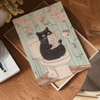 Väggmockup av Black Cat Morning Routine affisch på ljus vägg – Bozetto konsttryck