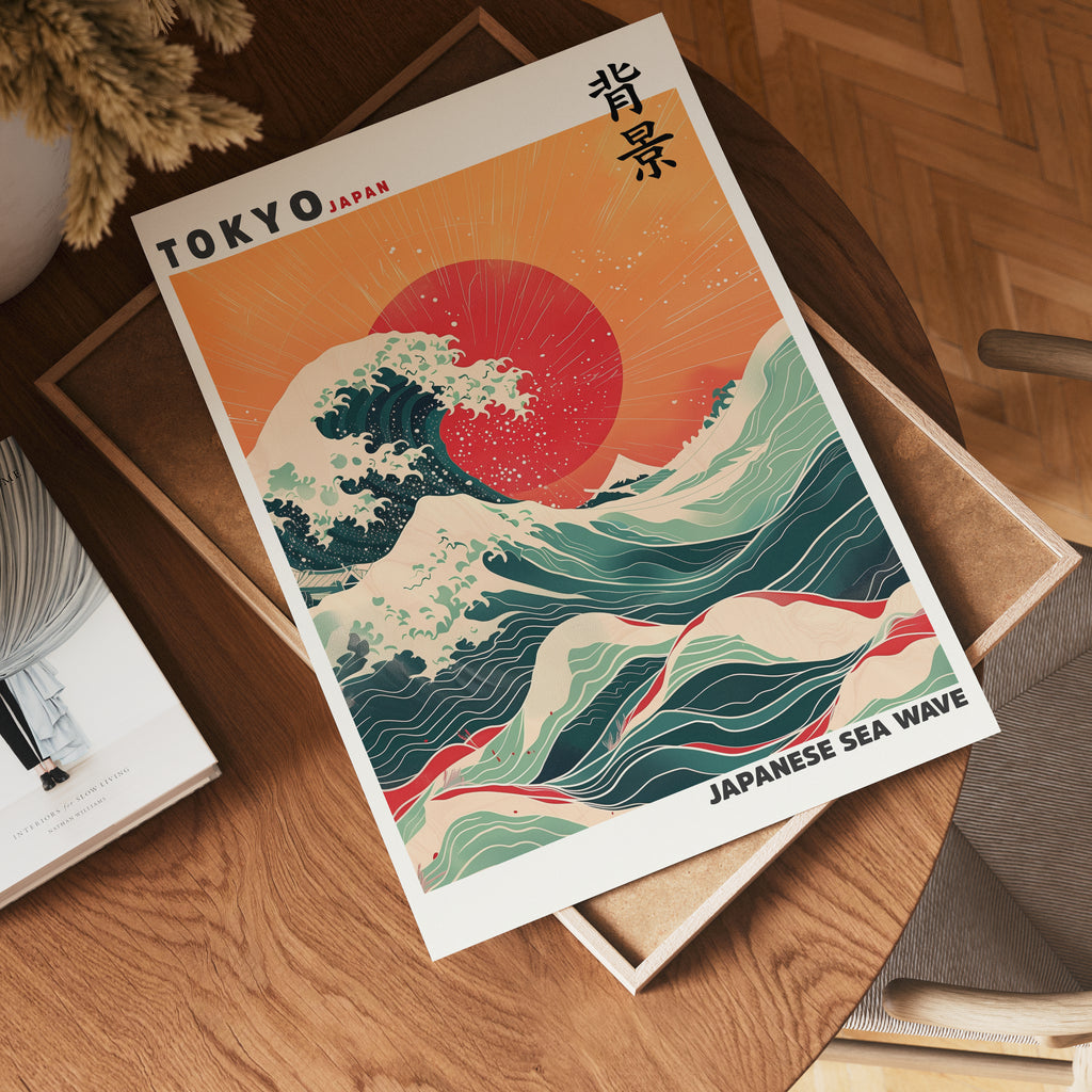 Japanese Sea Wave poster visad rakt fram – Bozetto affisch i hög tryckkvalitet i hög tryckkvalitet