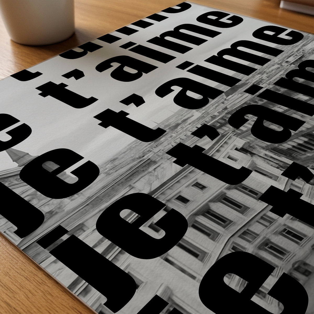 Je T'aime Paris Poster – närbild på papper