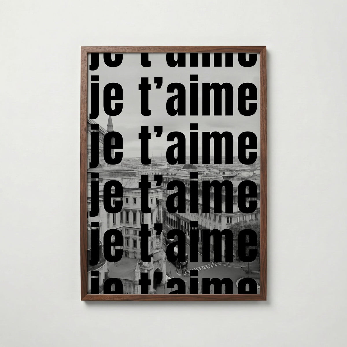 Je T'aime Paris Poster – valnötsram