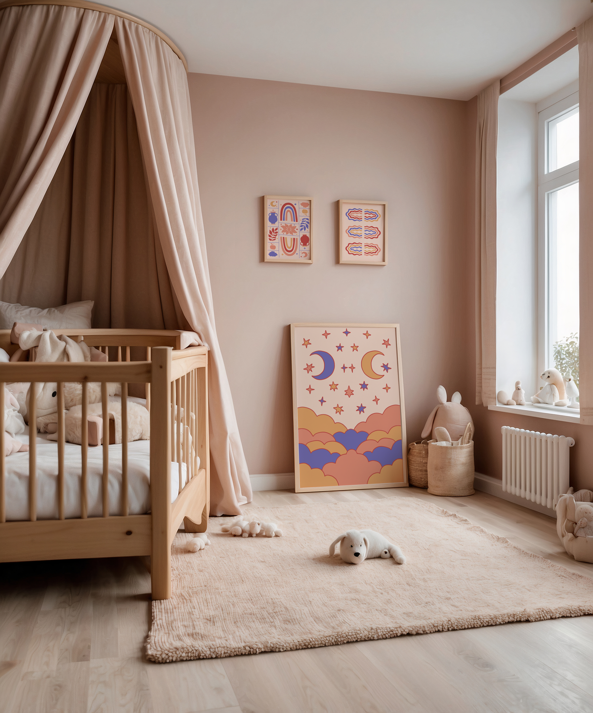 Väggmockup av Moon & Magic Skies affisch på ljus vägg – Bozetto konsttryck – nr 3