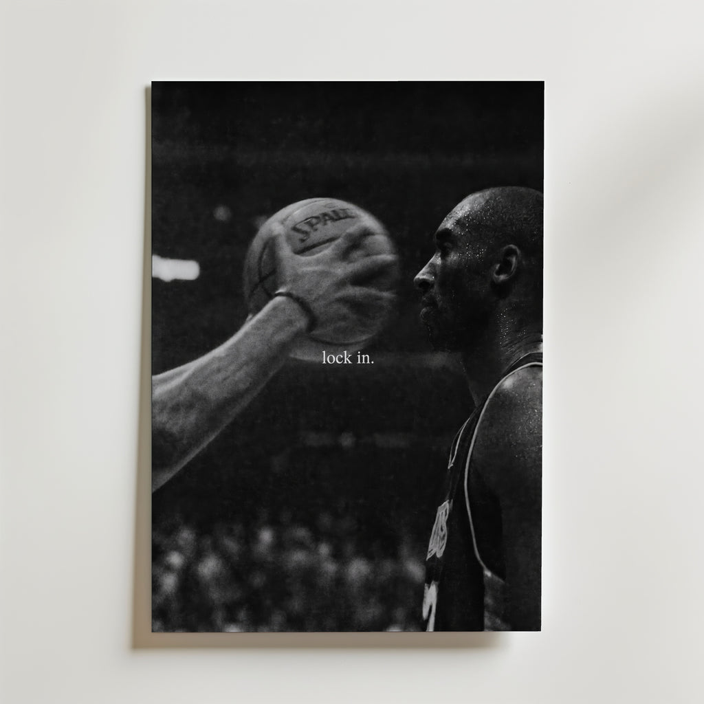 Kobe Bryant Lock In – stilfullt konsttryck från Bozetto, tryckt på matt finpapper