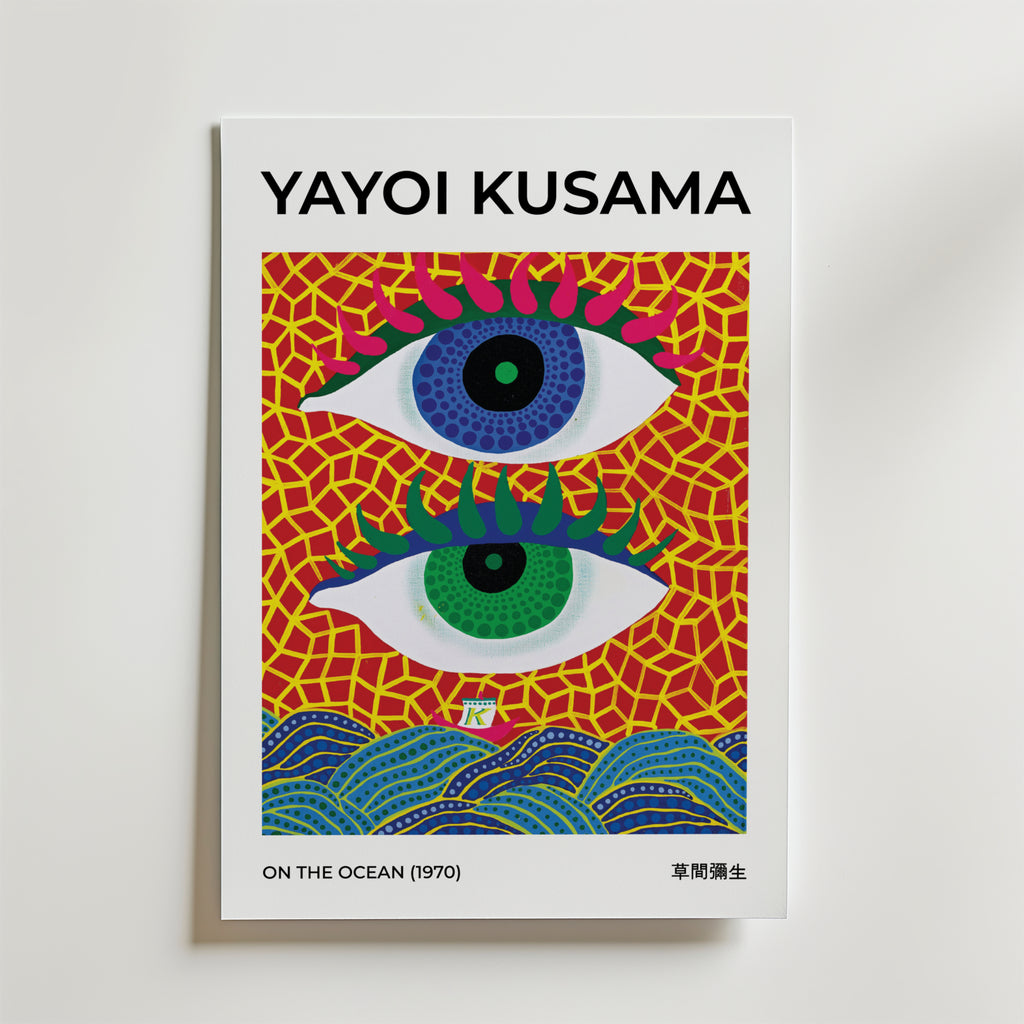 Yayoi Kusama On The Ocean – stilfullt konsttryck från Bozetto, tryckt på matt finpapper