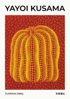 Yayoi Kusama Pumpkin 1990 affisch på vit bakgrund – köp enkelt hos Bozetto i hög kvalitet