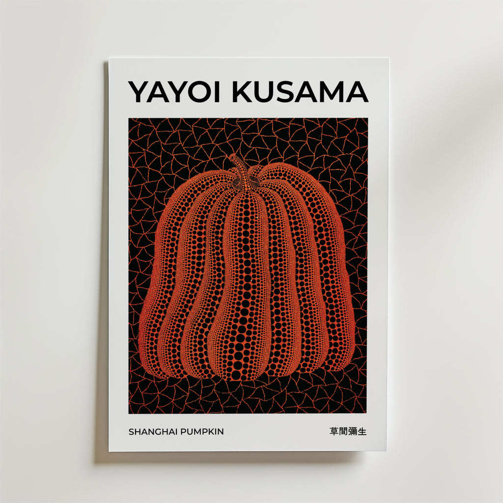 Yayoi Kusama Shanghai Pumpkin – stilfullt konsttryck från Bozetto, tryckt på matt finpapper