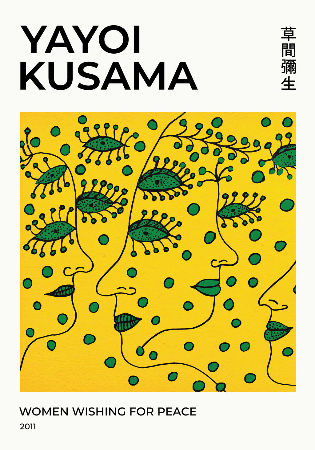 Yayoi Kusama Peace Faces poster visad rakt fram – Bozetto affisch i hög tryckkvalitet