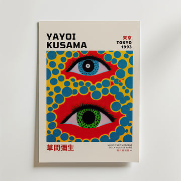 Yayoi Kusama Eye – stilfullt konsttryck från Bozetto, tryckt på matt finpapper i hög tryckkvalitet