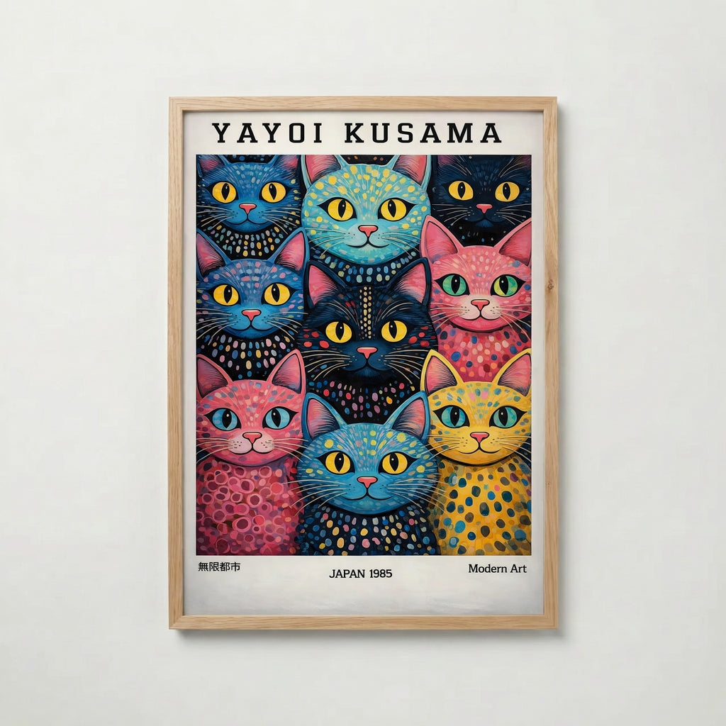 Yayoi Kusama Polka Dot Cat – affisch med stilfullt motiv från Bozetto i hög kvalitet