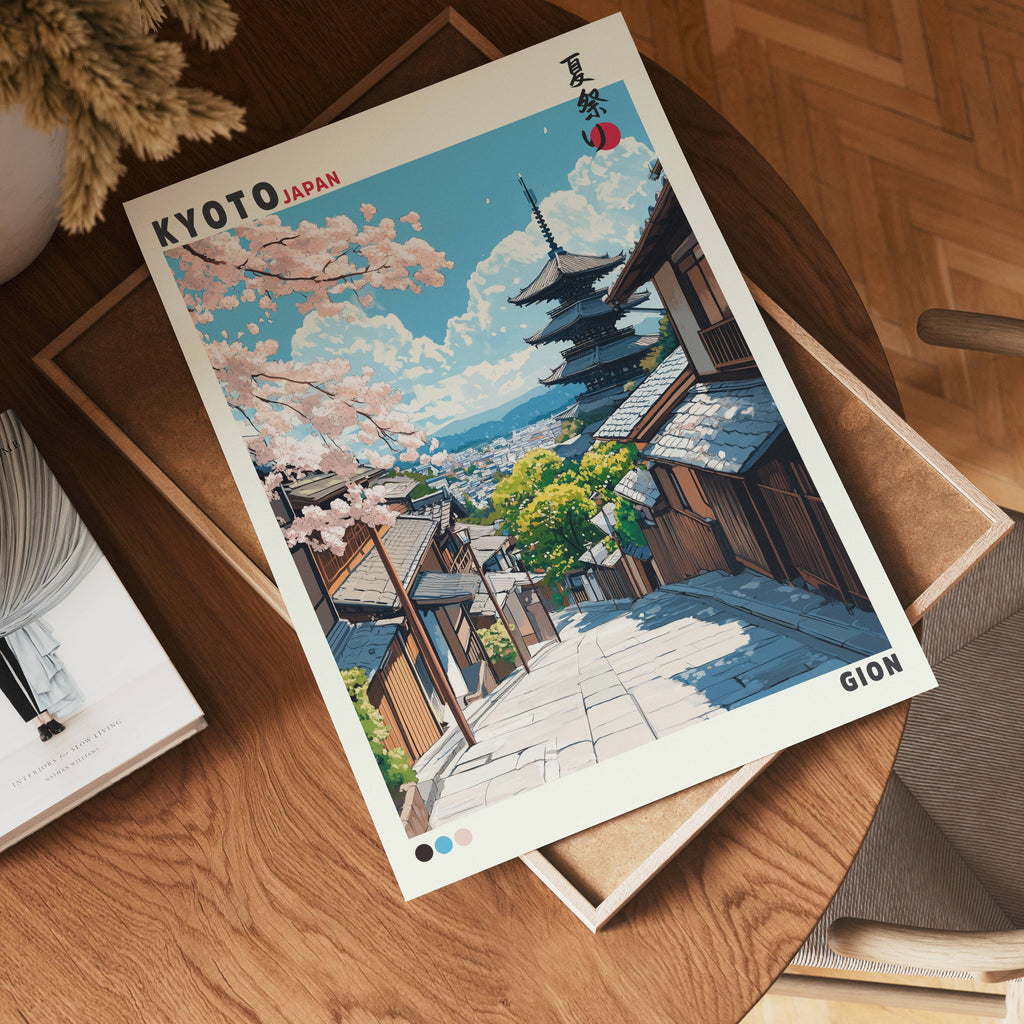 Kyoto Gion poster visad rakt fram – Bozetto affisch i hög tryckkvalitet i hög tryckkvalitet