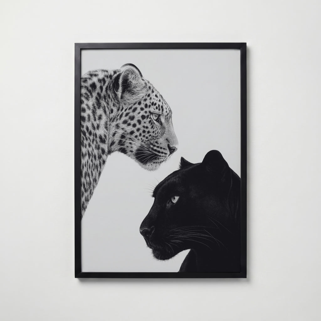 Leopard Meets Panther Poster – svart ram