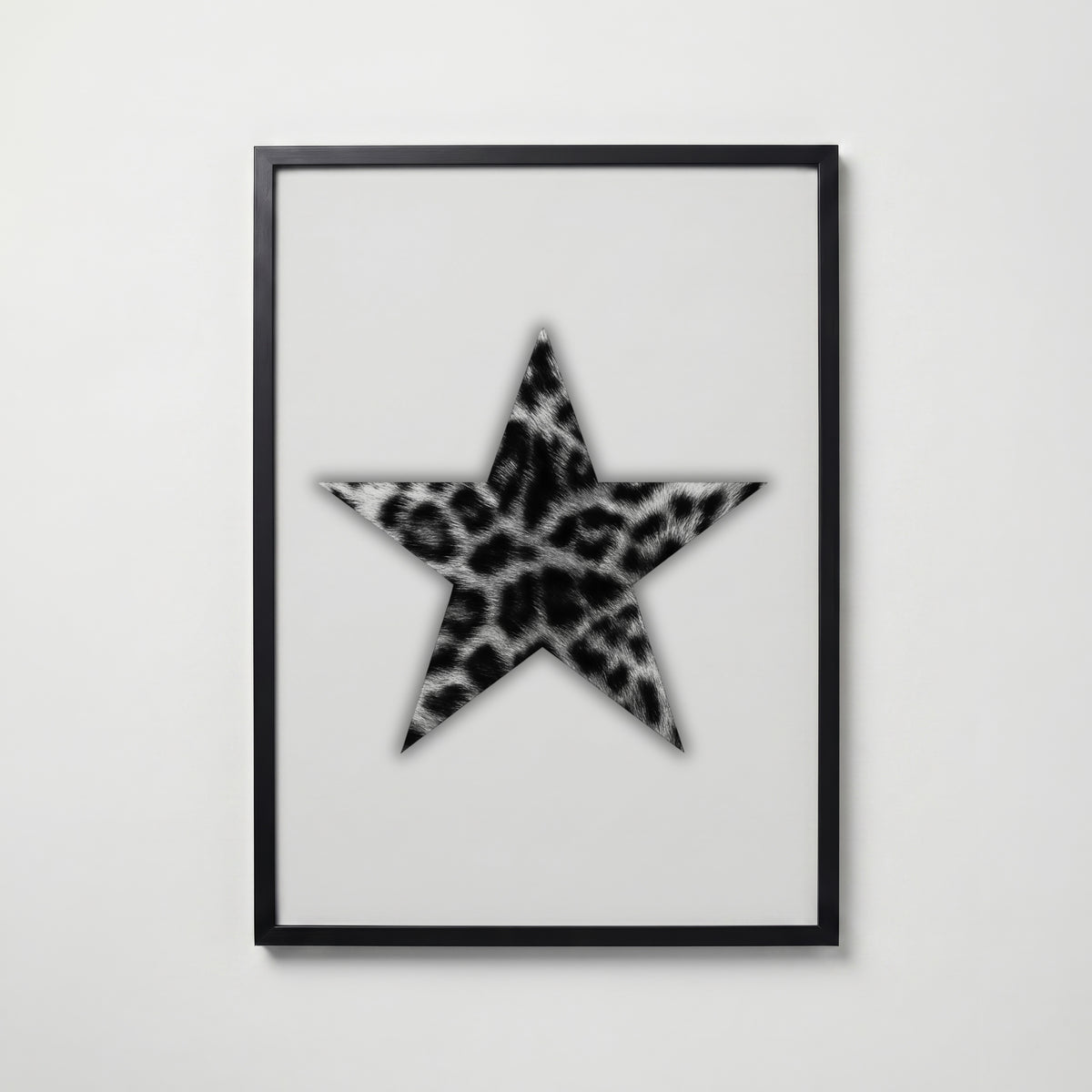 Leopard Star Cutout Poster – svart ram