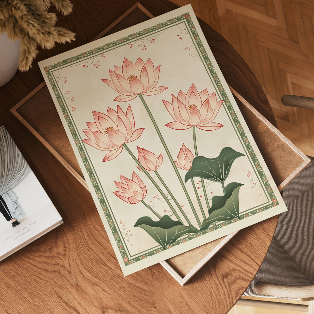 Japanese Lotus poster visad rakt fram – Bozetto affisch i hög tryckkvalitet i hög tryckkvalitet