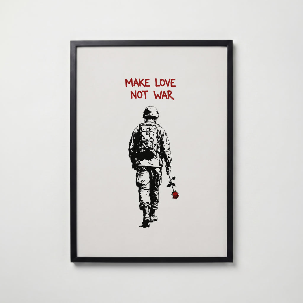 Love Not War Poster i svart ram från Bozetto