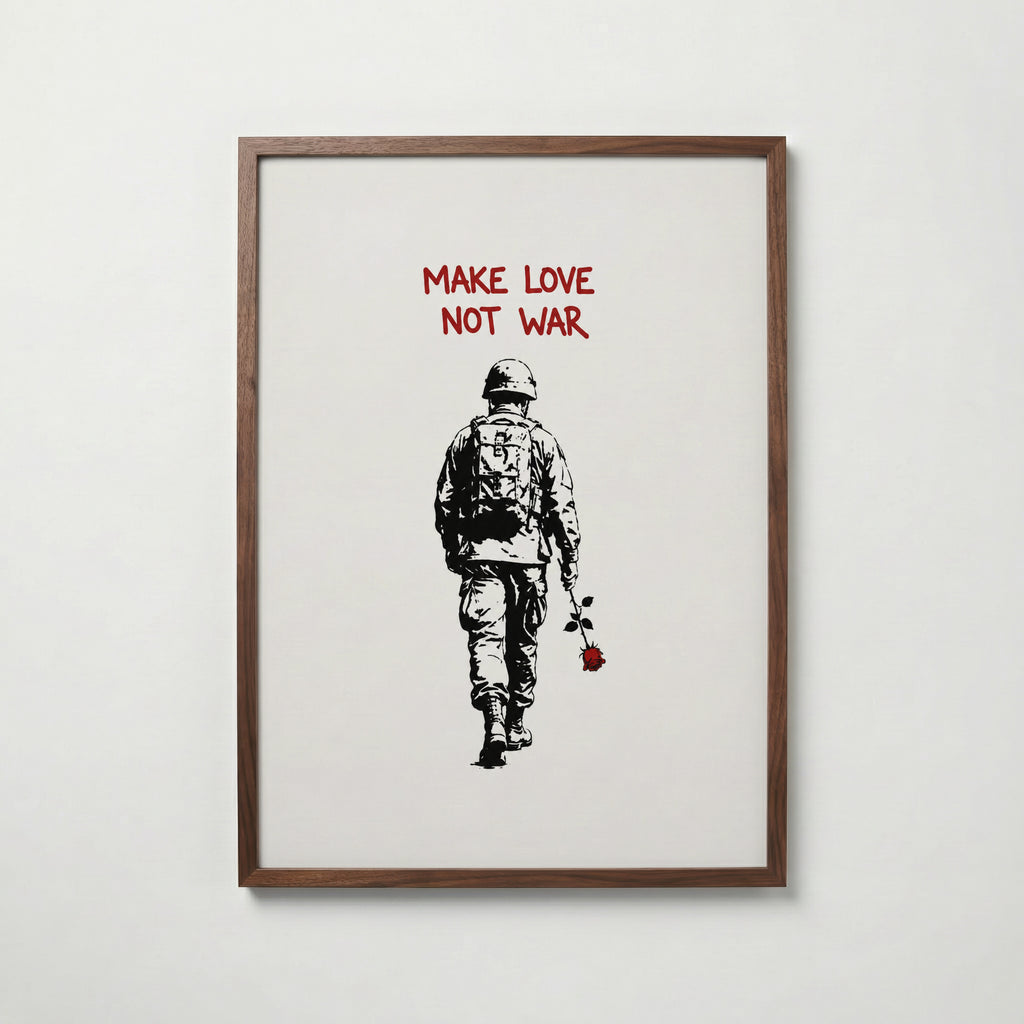 Love Not War Poster i valnötsram från Bozetto