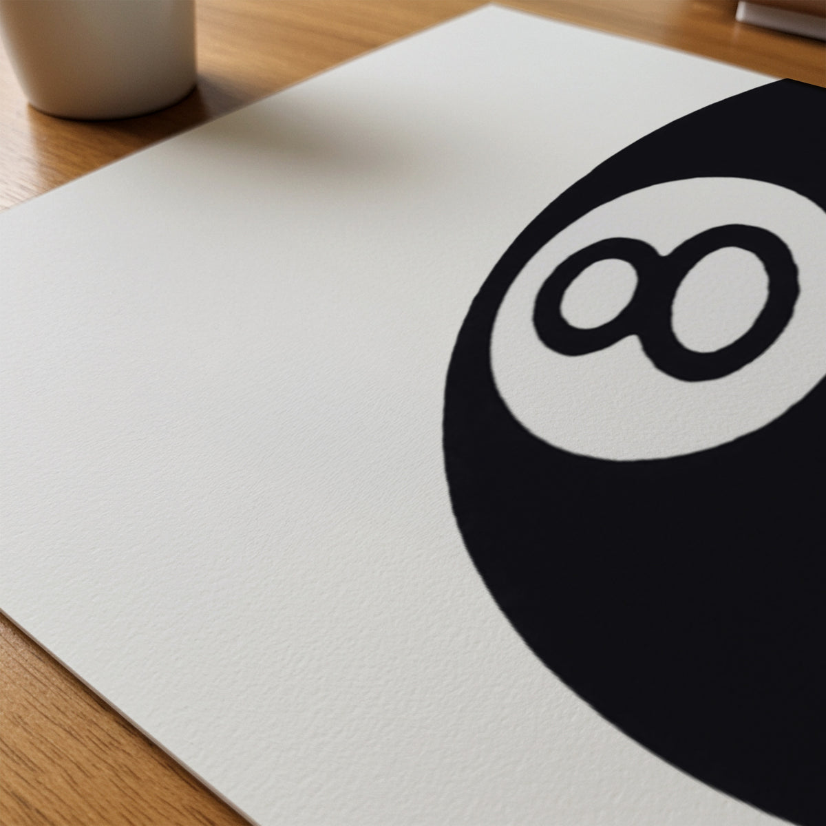 Black Eight Ball Poster – närbild på papper
