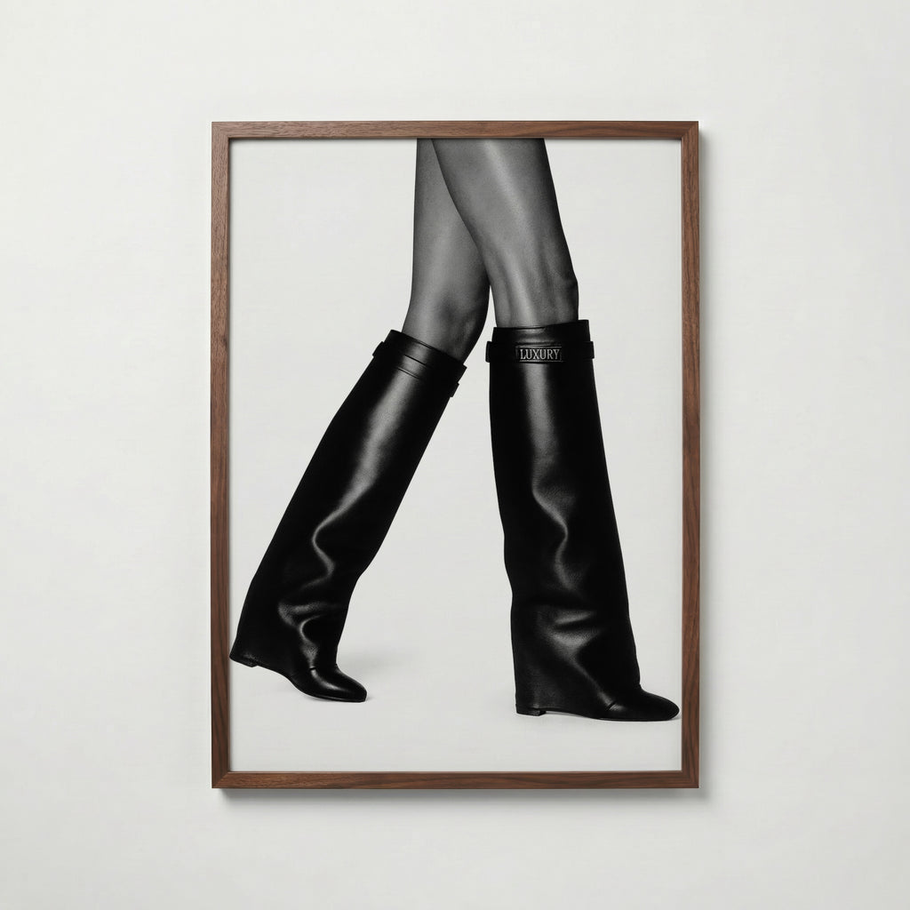 Sleek Leather Boots Poster – valnötsram