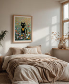 Morning Coffee Cat affisch med passepartout i ekram i sovrum - Bozetto poster