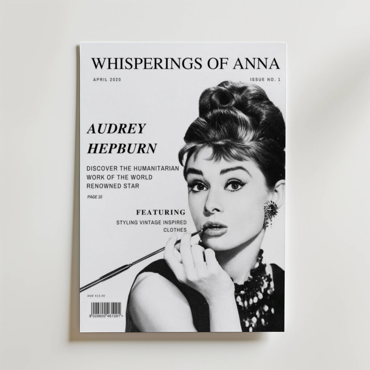 Audrey Hepburn – stilfullt konsttryck från Bozetto, tryckt på matt finpapper i hög tryckkvalitet