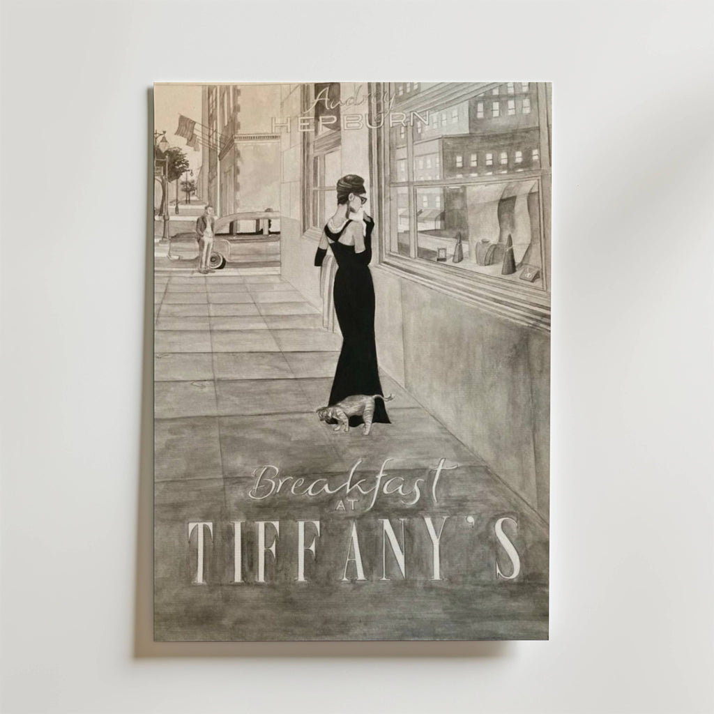 Breakfast at Tiffany’s – stilfullt konsttryck från Bozetto, tryckt på matt finpapper
