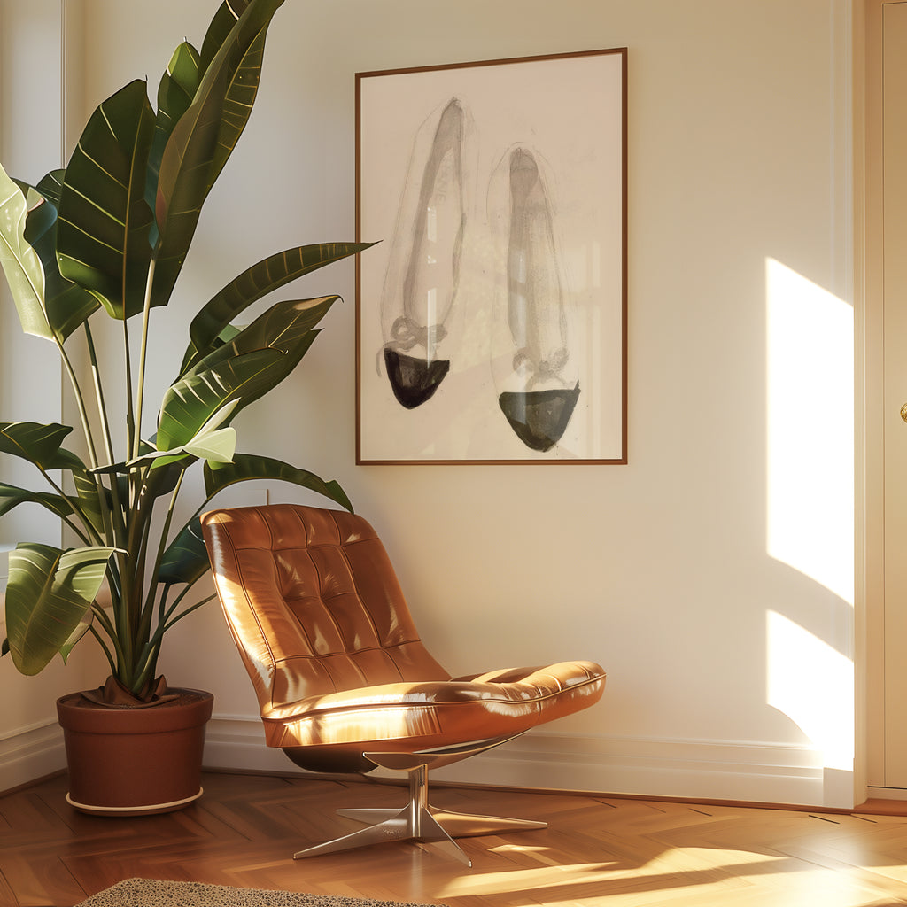 Chanel Flats poster visualiserad på vägg – se rätt storlek med mockup från Bozetto